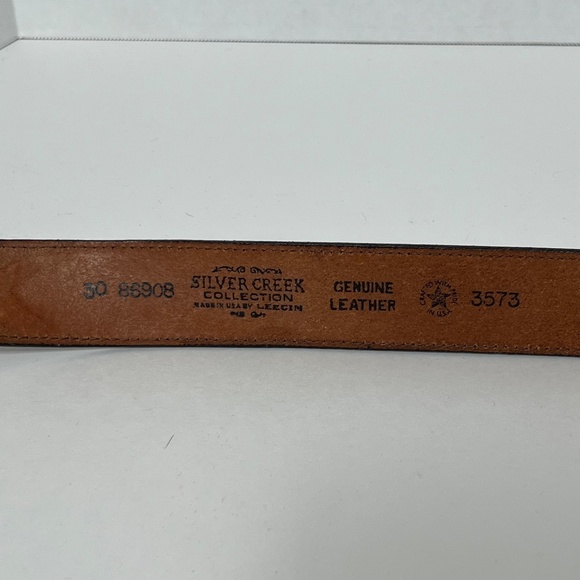 Vtg Leegin Silver Creek Leather Belt Western Weave Embossed No Buckle | Size 30 - Picture 6 of 6
